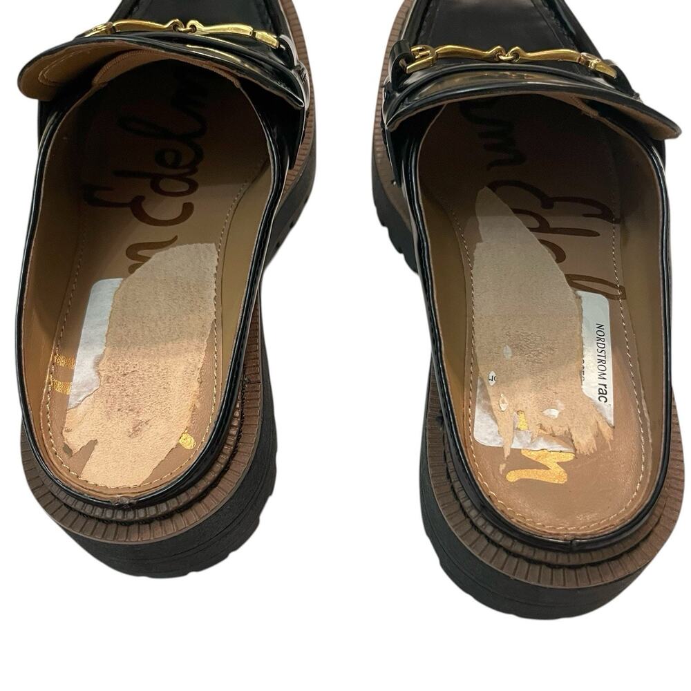 NEW Sam Edelman Lennon Loafer Mules Faux Leather Chunky Lug Sole Block Heel - Picture 5 of 7
